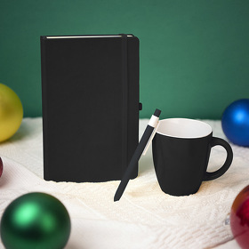 Подарочный набор HAPPINESS: блокнот, ручка, кружка, чёрный (H39483/35)