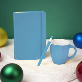 Подарочный набор HAPPINESS: блокнот, ручка, кружка, голубой (H39483/22)