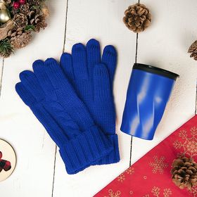 H39484/24 - Подарочный набор LET IT JOY: перчатки сенсорные, термокружка, чай, синий