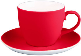 Чайная пара TENDER, 250 мл, красный, фарфор, прорезиненное покрытие (H25703/08)