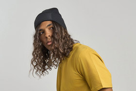 Шапка вязаная  двойная Wind-S, с отворотом и патчем, темно-синий, 100% переработанный полиэстер