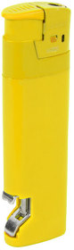 Зажигалка пьезо ISKRA с открывалкой, желтая, 8,2х2,5х1,2 см, пластик/тампопечать