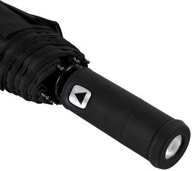 Зонт PRESTON складной с ручкой-фонариком, полуавтомат; черный; D=100 см; 100% полиэстер