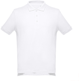 Рубашка-поло мужская ADAM, белый, 100% хлопок, плотность 195 г/м2