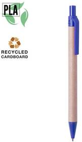 Ручка шариковая VATUM, синий, переработанный картон, PLA-полимолочная кислота, 13,7 см