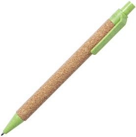 H346774/15 - Ручка шариковая YARDEN, зеленый, натуральная пробка, пшеничная солома, ABS пластик, 13,7 см