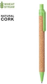 Ручка шариковая YARDEN, зеленый, натуральная пробка, пшеничная солома, ABS пластик, 13,7 см