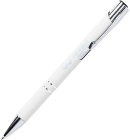 ZROMEN, ручка шариковая, белый, металл, софт-покрытие