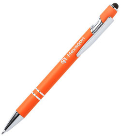 LEKOR, ручка шариковая со стилусом, оранжевый, металл