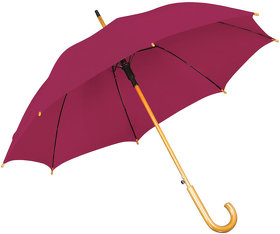 Зонт-трость с деревянной ручкой, полуавтомат; бордовый; D=103 см, L=90см; 100% полиэстер; шелкографи (H7426/13)