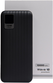 Универсальный аккумулятор OMG Wave 10 (10000 мАч), черный, 14,9х6.7х1,6 см