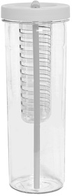 Бутылка для воды LONG DRINK с контейнером для фруктов и трубочкой, 700мл. белый с прозрачным, тритан
