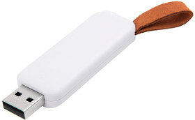 USB flash-карта STRAP (16Гб), белый, 5,6х2,3х0,8см, пластик