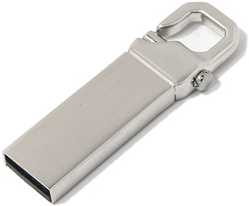 USB flash-карта CARABINE (8Гб), серебристая, 4,8х1,5х0,5 см, металл