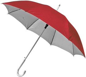 Зонт-трость с пластиковой ручкой "под алюминий" "Silver", полуавтомат; красный с серебром; D=103 cм (H8100/08)