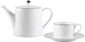 Набор PLATINUM: чайная пара и чайник в подарочной упаковке, 200мл и 900мл, костяной фарфор (H32500)