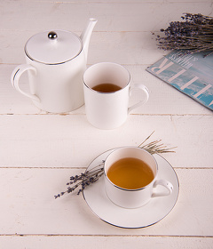 Набор PLATINUM: чайная пара и чайник в подарочной упаковке, 200мл и 900мл, костяной фарфор