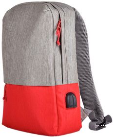 Рюкзак "Beam", серый/красный, 44х30х10 см, ткань верха: 100% полиамид, подкладка: 100% полиэстер (H970120/088)