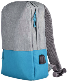 Рюкзак "Beam", серый/голубой, 44х30х10 см, ткань верха: 100% полиамид, подкладка: 100% полиэстер (H970120/22)