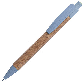 H38018/22 - Ручка шариковая N18, голубой, пробка, пшеничная волокно, ABS пластик, цвет чернил синий
