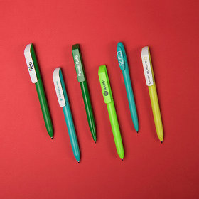 Ручка шариковая FLOW PURE, зеленый корпус/белый клип, пластик