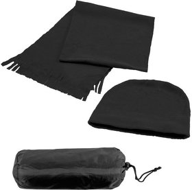 Флисовый набор "Winter" шапка и шарф в чехле, черный, 180 гр/м2 (H343212/35)
