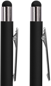 H40393/35/47 - Ручка шариковая FACTOR TOUCH со стилусом, черный/серебро, металл, пластик, софт-покрытие