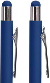 Ручка шариковая FACTOR TOUCH со стилусом, синий/серебро, металл, пластик, софт-покрытие
