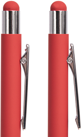 Ручка шариковая FACTOR TOUCH со стилусом, красный/серебро, металл, пластик, софт-покрытие