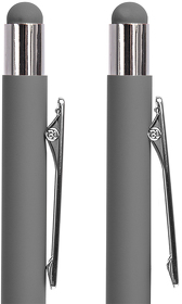 H40393/29/47 - Ручка шариковая FACTOR TOUCH со стилусом, серый/серебро, металл, пластик, софт-покрытие