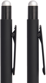 H40394/35/47 - Ручка шариковая FACTOR BLACK со стилусом, черный/серебро, металл, пластик, софт-покрытие