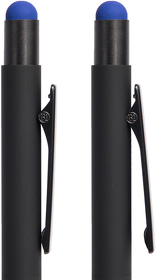 H40394/35/24 - Ручка шариковая FACTOR BLACK со стилусом, черный/синий, металл, пластик, софт-покрытие