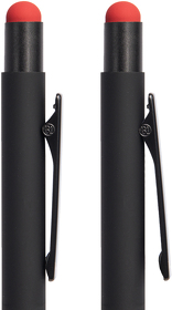 H40394/35/08 - Ручка шариковая FACTOR BLACK со стилусом, черный/красный, металл, пластик, софт-покрытие