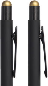 H40394/35/49 - Ручка шариковая FACTOR BLACK со стилусом, черный/золотой, металл, пластик, софт-покрытие