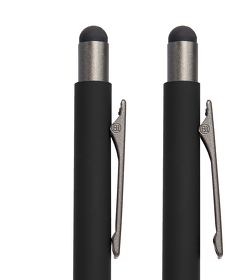 Ручка шариковая FACTOR GRIP со стилусом, черный/темно-серый, металл, пластик, пробка, софт-покрытие (H40395/35/30)