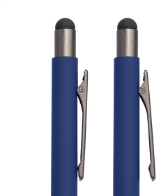 H40395/24/30 - Ручка шариковая FACTOR GRIP со стилусом, синий/темно-серый, металл, пластик, пробка, софт-покрытие