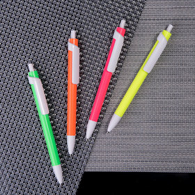 Ручка шариковая FORTE NEON, неоновый оранжевый/белый, пластик