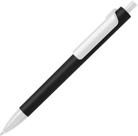 H605G/01 - Ручка шариковая FORTE SOFT BLACK, черный/белый, пластик, покрытие soft touch