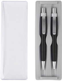 SUMO SET, набор в футляре: ручка шариковая и карандаш механический, черный/серебристый, металл/пласт