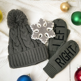 Подарочный набор HUG: варежки, шапка, украшение новогоднее, серый (H39485/30)