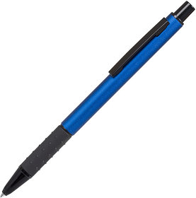 CACTUS, ручка шариковая, синий/черный, алюминий, прорезиненный грип