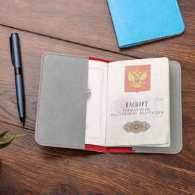 Обложка для паспорта  IMPRESSION, 10*13,5 см, PU, красный с серым