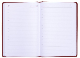 Ежедневник недатированный Campbell, А5, бордовый, белый блок