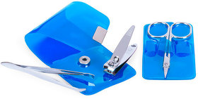 Маникюрный набор SILTON: ножницы, щипчики, пинцет, синий, 5.7 x 10.1 x 1.4 см,  ПВС, нерж. сталь