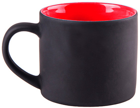 Кружка YASNA с прорезиненным покрытием, черный с красным, 310 мл, фарфор (H23506/08)