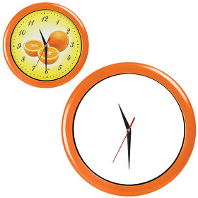 Часы настенные "ПРОМО" разборные ; оранжевый,  D28,5 см; пластик (H22000/06)