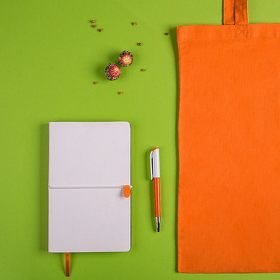 Набор подарочный WHITE&YOU: бизнес-блокнот, ручка, сумка, бело-оранжевый (H35014/01/05)