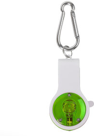 Брелок FLOYKIN со свистком, фонариком и светоотражателем  на карабине, зеленый с белым,3,7х6,7х1,5см