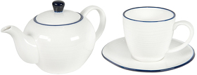 Набор SEAWAVE: чайная пара и чайник в подарочной упаковке, 200мл и 500мл, фарфор (H13629)
