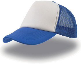 H25420.22 - Бейсболка "RAPPER", 5 клиньев, пластиковая застежка, синий с белым; 100% п/э, плотность 80 г/м2